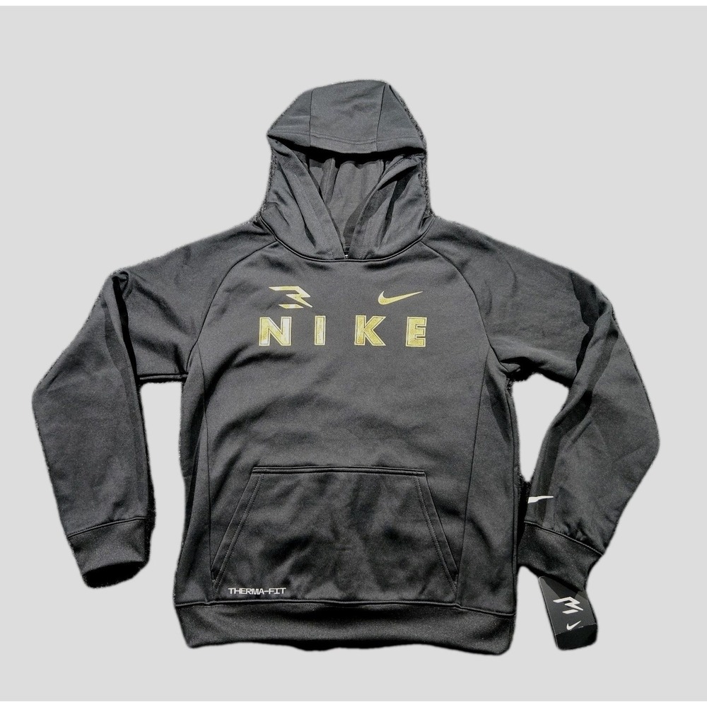 Brand New Nike Youth Large Black Gold 3Brand By Russell Wilson Thermafit Hoodie